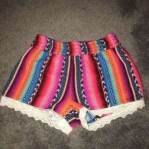 Rainbow striped high waisted shorts